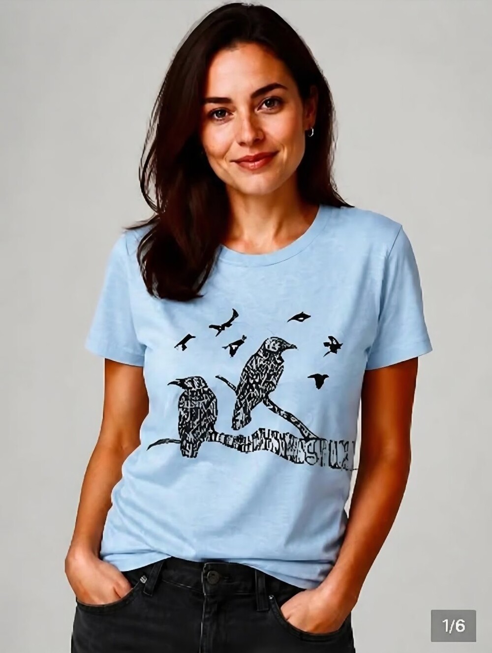 Crow Lover's 2D Word Design Graphic T-Shirt